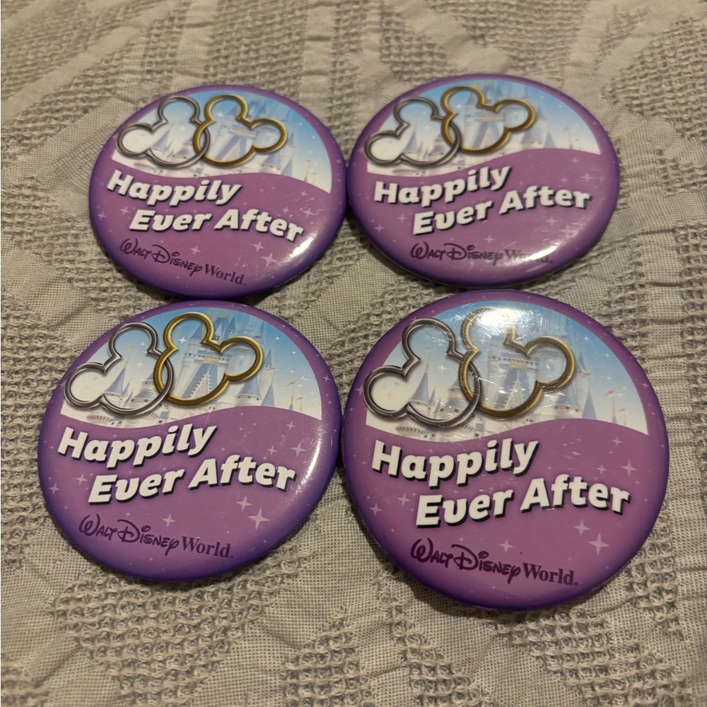 Lot of 4 Walt Disney World Happily Ever After Button Pins